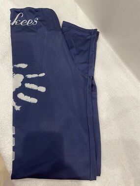 Womans MLB New York Yankees Navy Blue Handprint Leggings